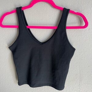 Hollister Black Ribbed V-Neck Tank Top sz S